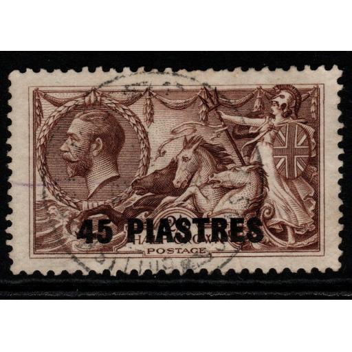 BRITISH LEVANT SG48 1921 45pi on 2/6 CHOCOLATE-BROWN USED