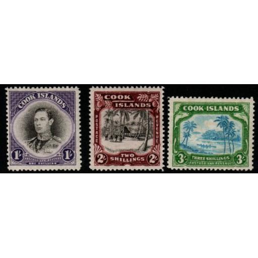 COOK ISLANDS SG127/9 1938 DEFINITIVE SET MTD MINT