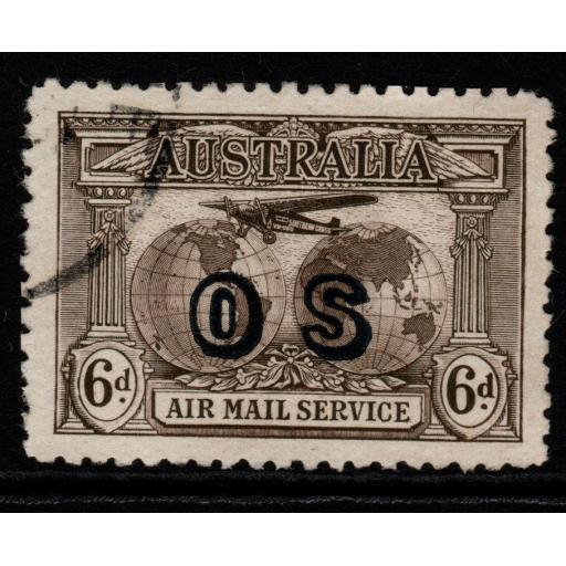 AUSTRALIA SG139a 1931 6d SEPIA AIR STAMP FINE USED
