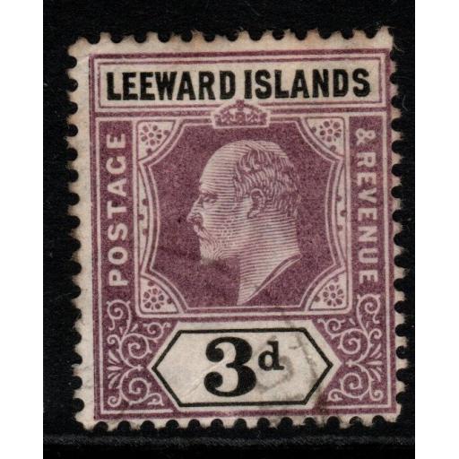 LEEWARD ISLANDS SG33 1905 3d DULL PURPLE & BLACK USED
