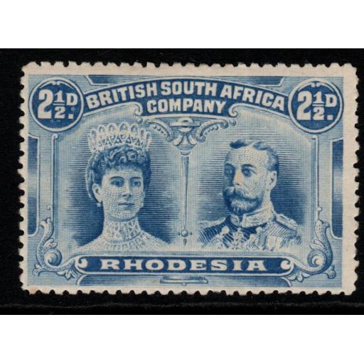 RHODESIA SG132 1910-3 2½d DULL BLUE MTD MINT
