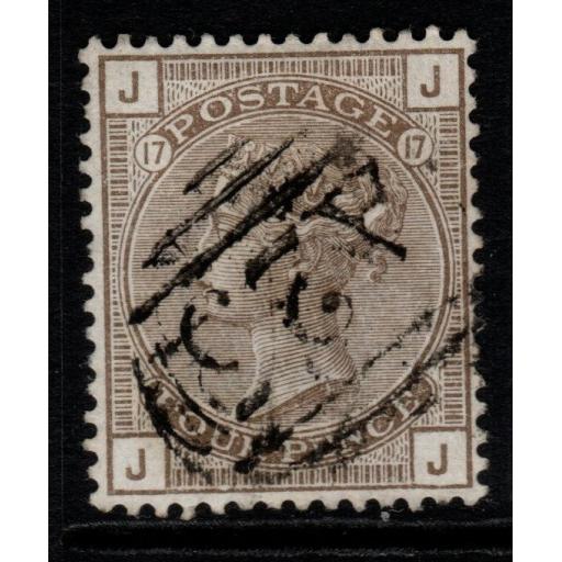 GB USED ABROAD IN MALTA SGZ53 PLATE 17 1880 4d GREY-BROWN USED