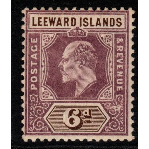 LEEWARD ISLANDS SG34 1908 6d DULL PURPLE & BROWN MTD MINT