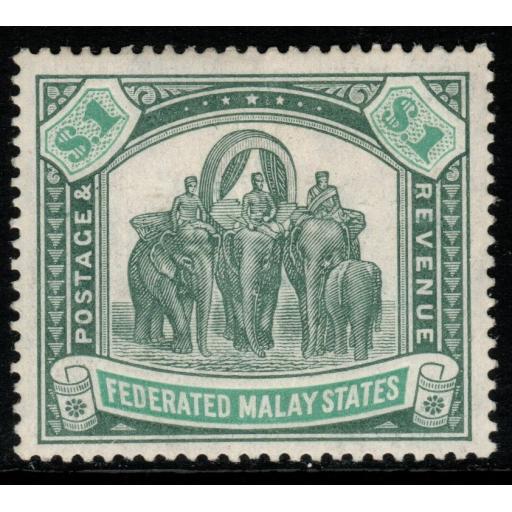 MALAYA FMS SG48 1907 $1 GREY-GREEN & GREEN MTD MINT