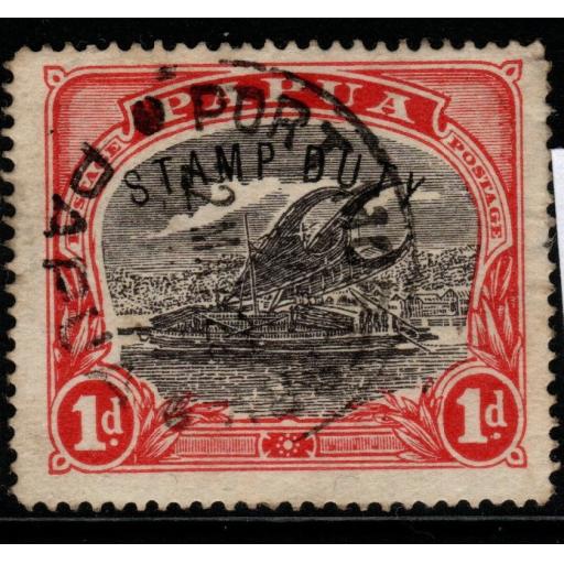 PAPUA SGF1var 1912 1d ROSE-PINK WITH CURVED OVERPRINT USED