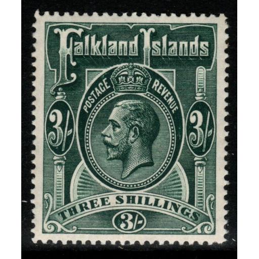 FALKLAND ISLANDS SG66 1912 3/- SLATE-GREEN MTD MINT