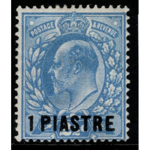 BRITISH LEVANT SG27a 1912 1pi on 2½d DULL BLUE p15x14 MTD MINT