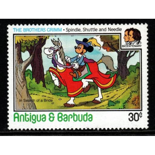 ANTIGUA SG975a 1985 GRIMM BROTHERS 30c WITH WMK ERROR MNH