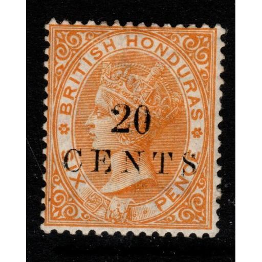 BRITISH HONDURAS SG29 1888 20c on 6d YELLOW MTD MINT