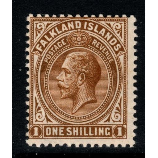 FALKLAND ISLANDS SG65b 1920 1/= BROWN THICK PAPER MTD MINT