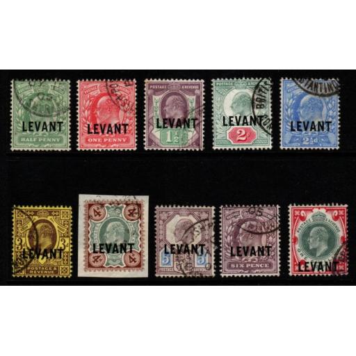BRITISH LEVANT SGL1/10 1905-12 DEFINITIVE SET FINE USED