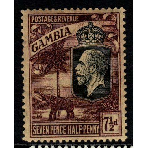 GAMBIA SG132 1922 7½d PURPLE/YELLOW MTD MINT