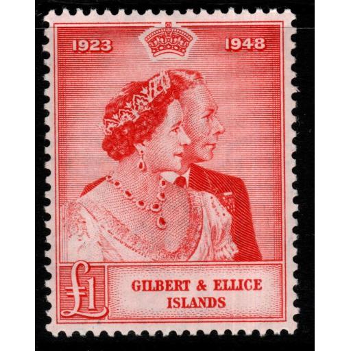GILBERT & ELLICE IS. SG58 1948 £1 SILVER WEDDING MNH