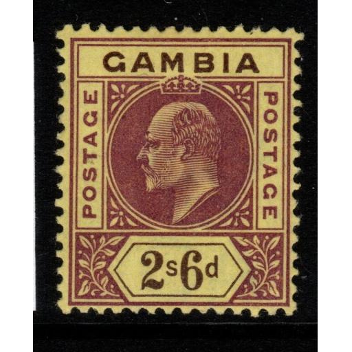 GAMBIA SG55 1905 2/6 PURPLE & BROWN/YELLOW MTD MINT