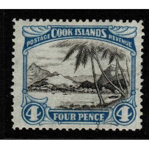 COOK ISLANDS SG103a 1932 4d BLACK & BRIGHT BLUE p14 FINE USED