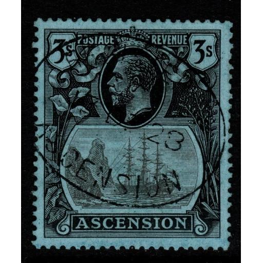 ASCENSION SG20 1924 3/= GREY-BLACK & BLACK/BLUE FINE USED