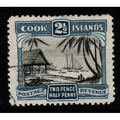 COOK ISLANDS SG102a 1932 2½d BLACK & DEEP BLUE p14 FINE USED