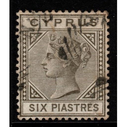 CYPRUS SG15 1881 6pi OLIVE-GREY DIE I FINE USED
