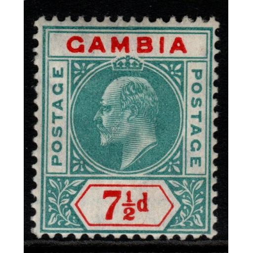 GAMBIA SG65 1905 7½d GREEN & CARMINE MTD MINT