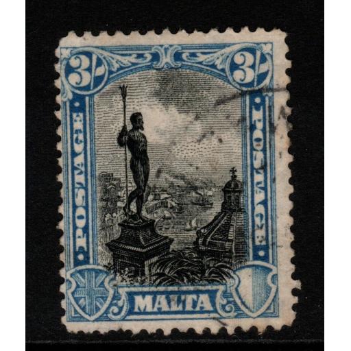 MALTA SG170 1926 3/= BLACK & BLUE FINE USED