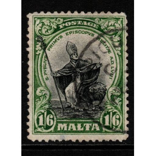 MALTA SG167 1926 1/6 BLACK & GREEN FINE USED
