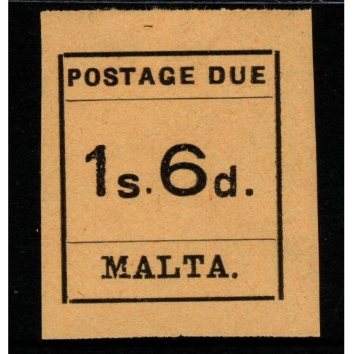 MALTA SGD10 1925 1/6 BLACK/BUFF POSTAGE DUE MTD MINT