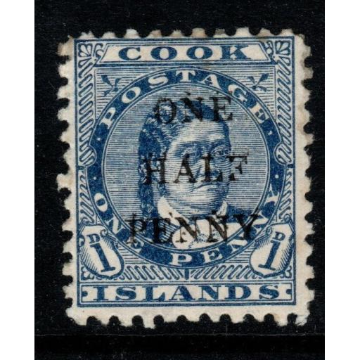 COOK ISLANDS SG21 1899 ½d on 1d BLUE MTD MINT