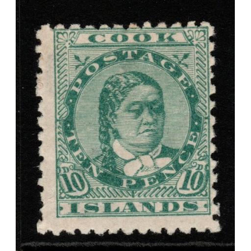 COOK ISLANDS SG10 1893 10d GREEN MTD MINT