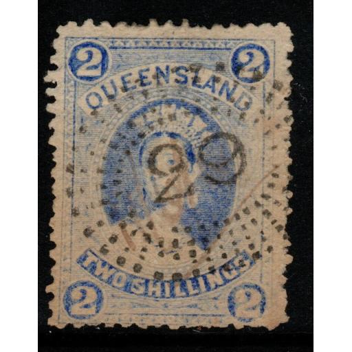 QUEENSLAND SG152 1882 2/= BRIGHT BLUE USED