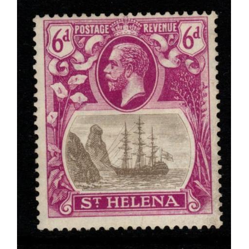 ST.HELENA SG104a 1922 6d GREY & BRIGHT PURPLE BROKEN MAINMAST CREASE MTD MINT