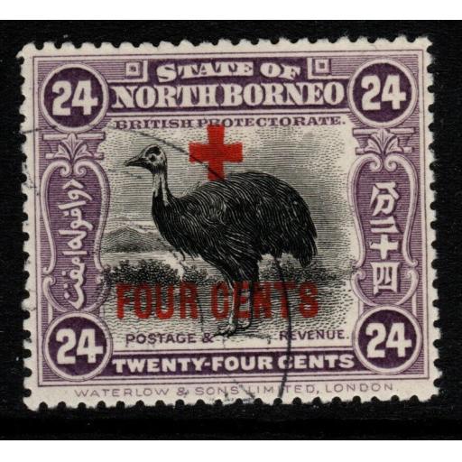 NORTH BORNEO SG245 1918 24c+4c MAUVE USED