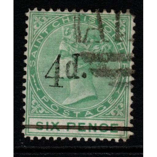 ST.CHRISTOPHER SG25 1886 4d on 6d GREEN USED