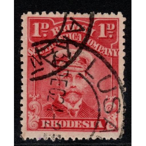 RHODESIA SG286 1924 1d ANILINE RED FINE USED