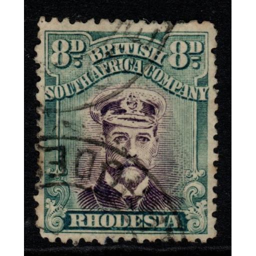 RHODESIA SG268 1913-9 8d DEEP REDDISH LILAC & DEEP BLUE-GREEN p14 USED