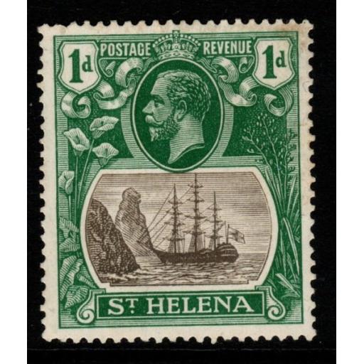 ST.HELENA SG98c 1922 1d GREY & GREEN CLEFT-ROCK CORNER CREASE MTD MINT