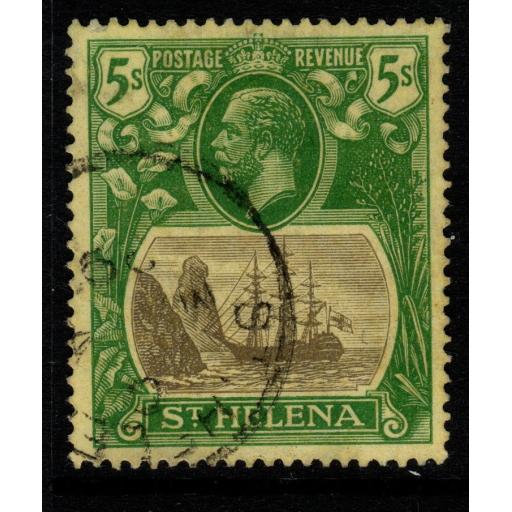 ST.HELENA SG110var 1927 5/= GREY & GREEN/YELLOW CRACK IN ROCK FINE USED