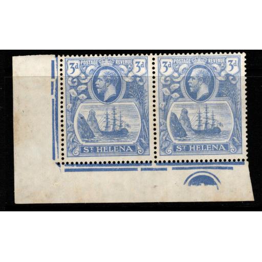 ST.HELENA SG101/c 1923 3d BRIGHT BLUE CLEFT ROCK MNH