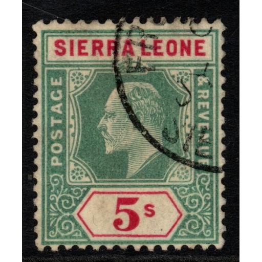 SIERRA LEONE SG97 1905 5/= GREEN & CARMINE FINE USED