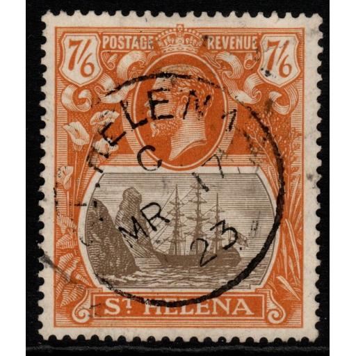 ST.HELENA SG111 1922 7/6 GREY-BROWN & YELLOW-ORANGE FINE USED
