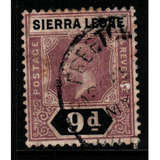 SIERRA LEONE SG141 1922 9d PURPLE & BLACK FINE USED