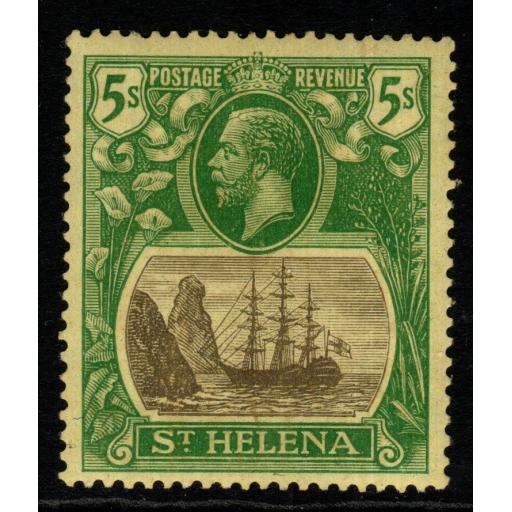 ST.HELENA SG110 1927 5/= GREY & GREEN/YELLOW MTD MINT