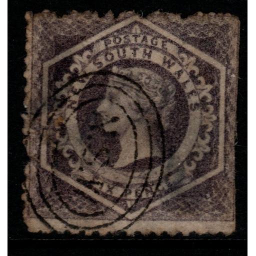 NEW SOUTH WALES SG143 1860 6d GREY-BROWN USED