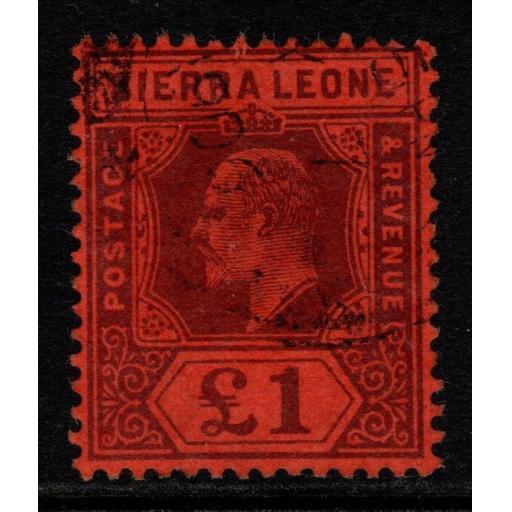SIERRA LEONE SG98 1905 £1 PURPLE/RED FINE USED