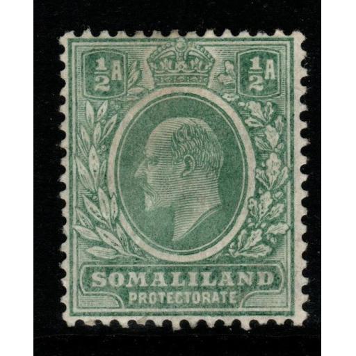 SOMALILAND SG58 1909 ½a BLUISH GREEN MTD MINT
