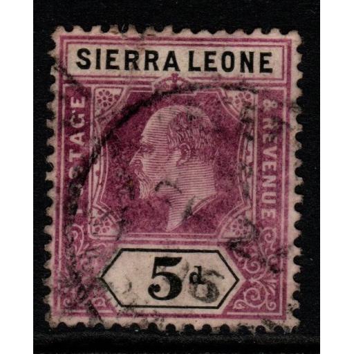 SIERRA LEONE SG93 1905 5d DULL PURPLE & BLACK FINE USED
