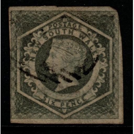 NEW SOUTH WALES SG90 1854 6d GREENISH GREY USED