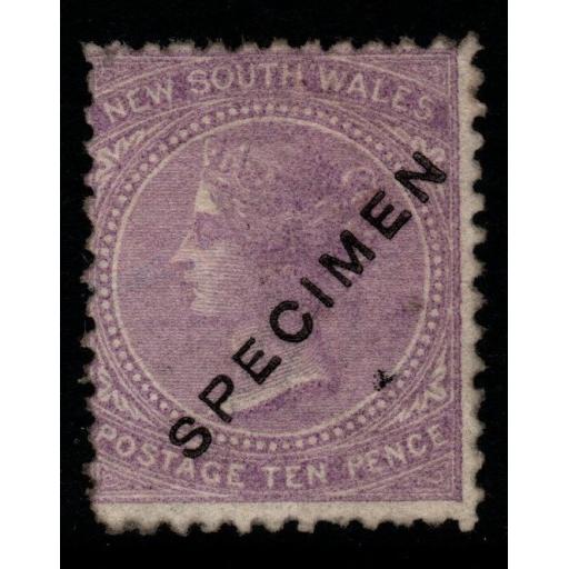 NEW SOUTH WALES SG205s 1867 10d LILAC SPECIMEN MTD MINT