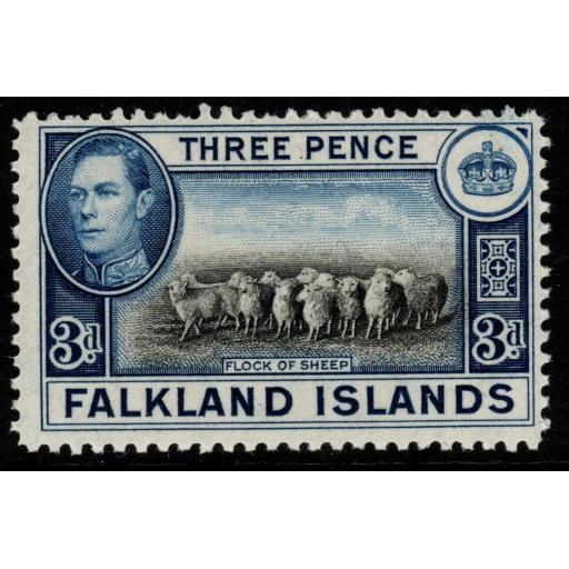 FALKLAND ISLANDS SG153a 1941 3d BLACK & DEEP BLUE MNH