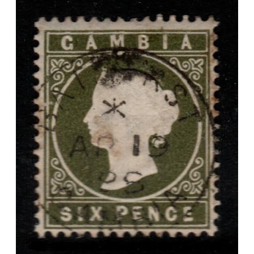 GAMBIA SG34 1893 6d SLATE-GREEN FINE USED
