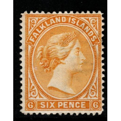 FALKLAND ISLANDS SG34 1896 6d YELLOW MTD MINT
